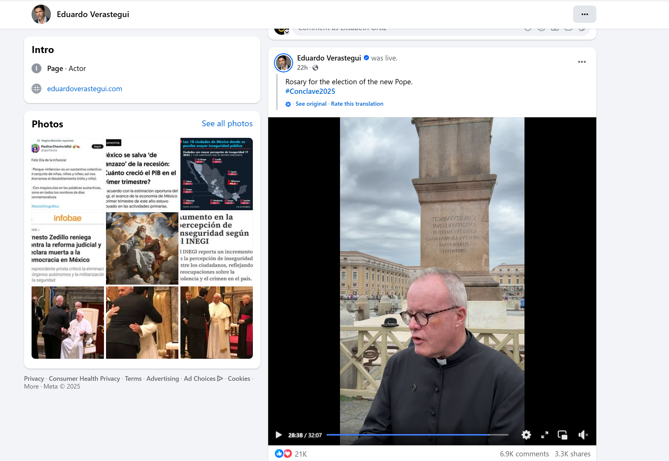 Live Rosary for the Pope!